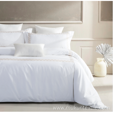 White cotton hotel bed linen sheet bedding sets